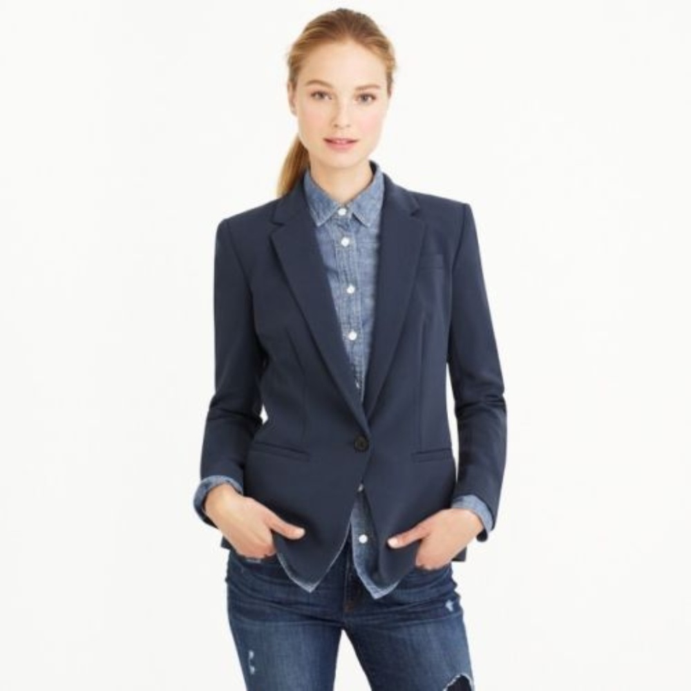 J. Crew Blazer Navy Blue Japanese Crepe Slim Fit